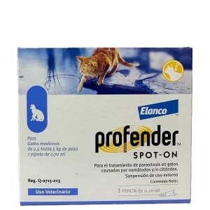 PROFENDER SPOT ON GATO MEDIANO 1 PIP. 0.7 ml (2.5 A 5 KG.)  RS
