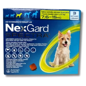 NEXGARD SPECTRA PERRO  M  (7.5 - 15 KG) 3 TABS MAST.